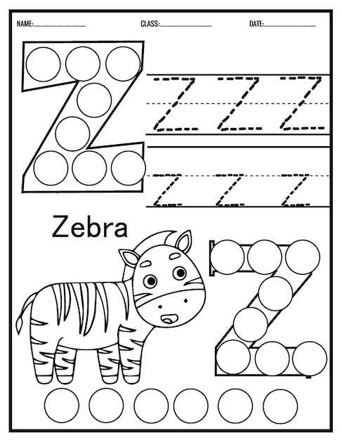 Kindergarten Tracing Letters Worksheets Alphabet trace and color cute animal,with Dot Markers.