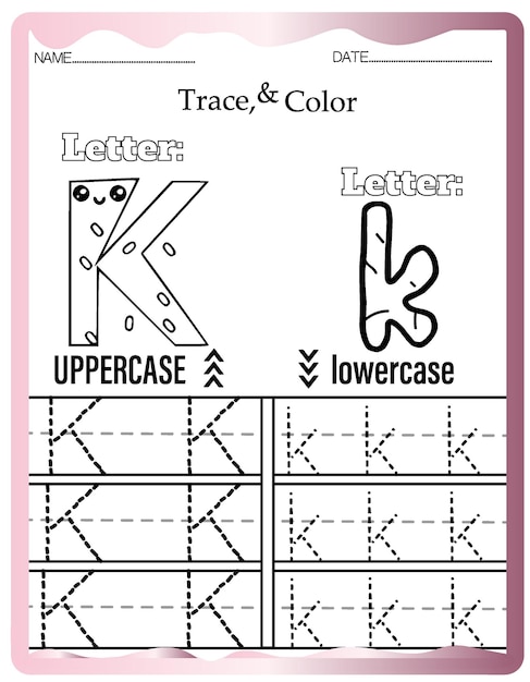 Kindergarten Tracing Letters Worksheets,Cute Alphabet Tracing and Coloring.