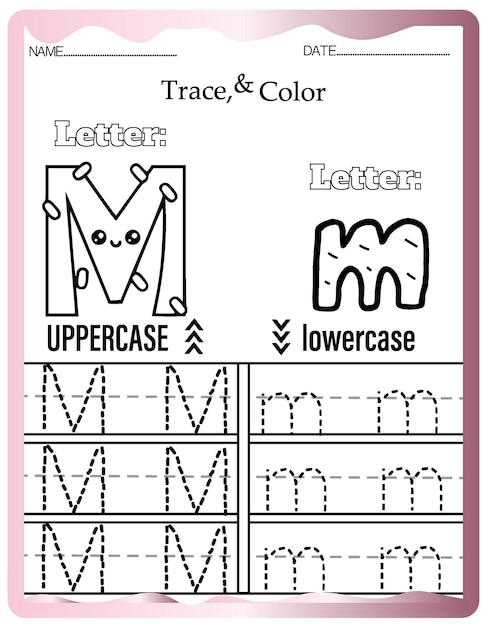 Kindergarten Tracing Letters Worksheets,Cute Alphabet Tracing and Coloring.