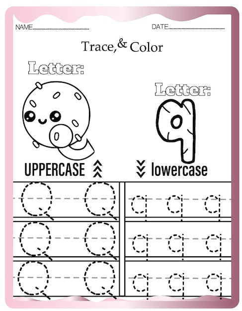 Kindergarten Tracing Letters Worksheets,Cute Alphabet Tracing and Coloring.