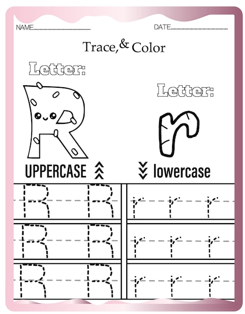 Kindergarten Tracing Letters Worksheets,Cute Alphabet Tracing and Coloring.