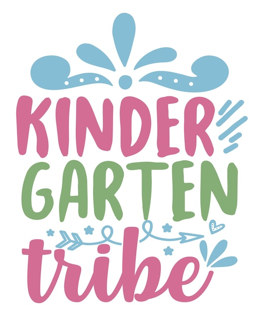 Kindergarten tribe calligraphy hand lettering isolated on white First day of school Vector