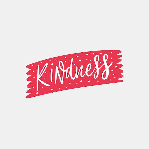 Kindness word. Hand drawn pink color lettering text.