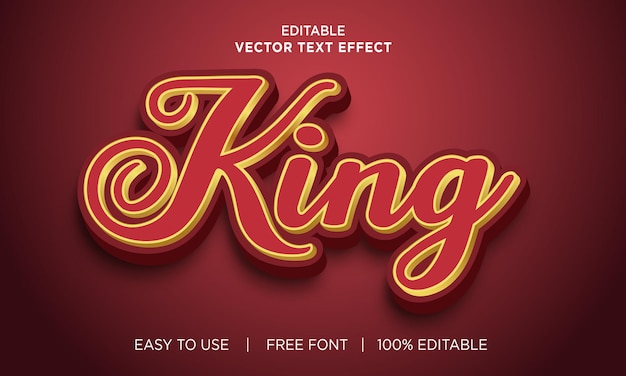 king 3d editable text effect Premium Vector