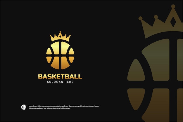 King of Basketball golden logo Luxury Sport Team Identity vector. Basketball tournament template