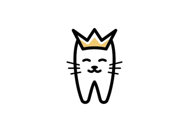 king cat logo cute pet crown simple vector design