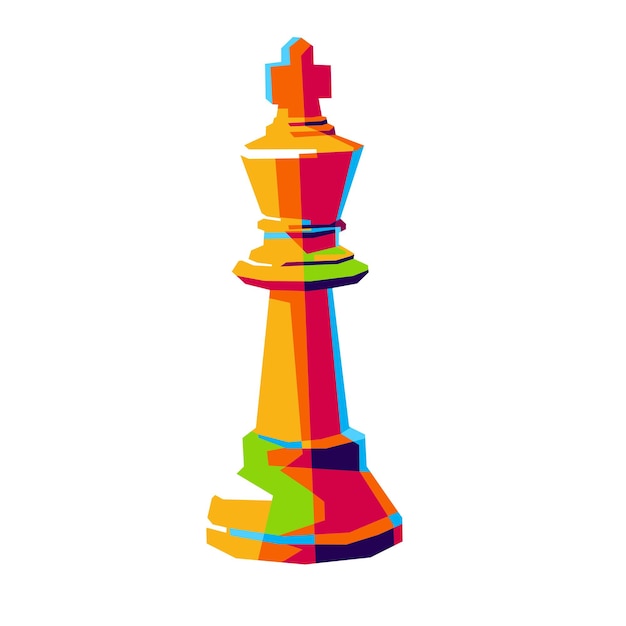 The king of chess pieces in colorful style