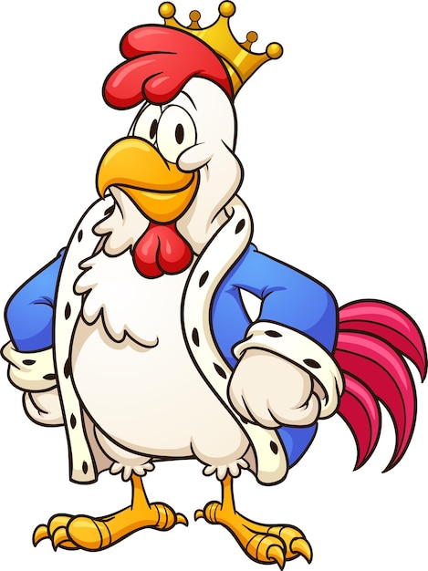 King chicken cartoon character looking proud