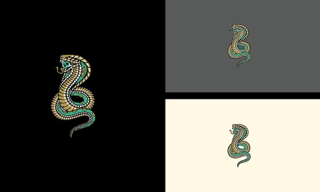 King cobra green vector illustration mascot design