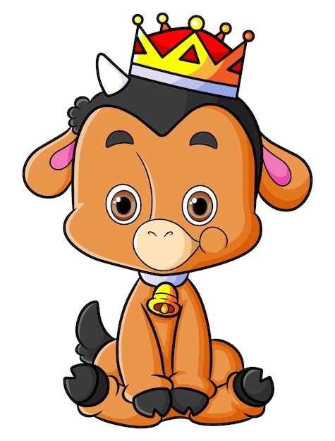 The king of cow is wearing a golden crown of illustration