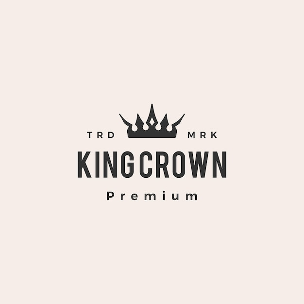 King crown hipster vintage logo icon illustration