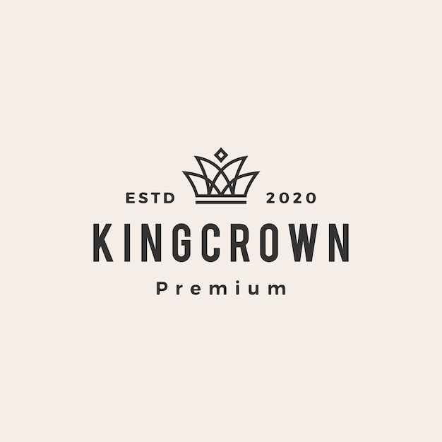 King crown hipster vintage logo 