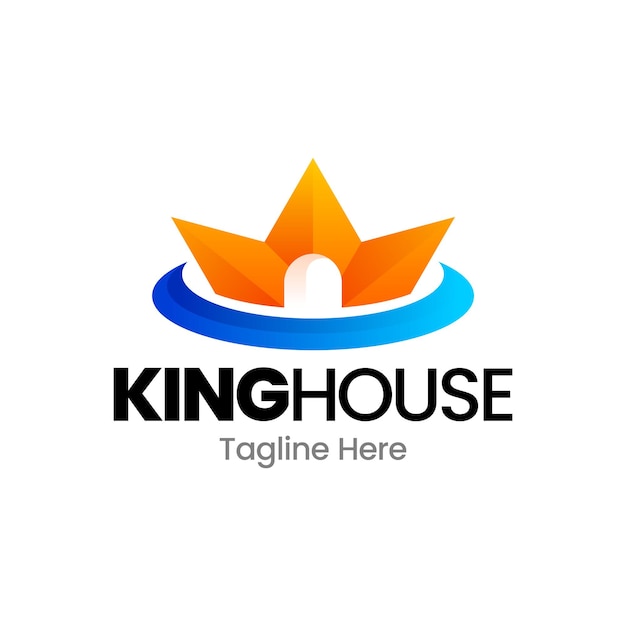 King crown house gradient logo design