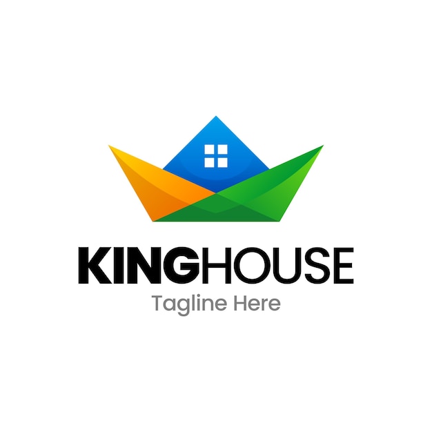 King crown house gradient logo design