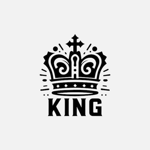 Vector king crown logo vector illustration black and white logo