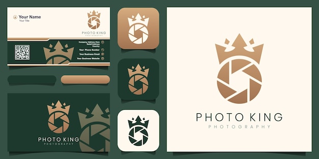 King Crown Queen Shutter Lens Aperture Camera Photography Logo Design Vector