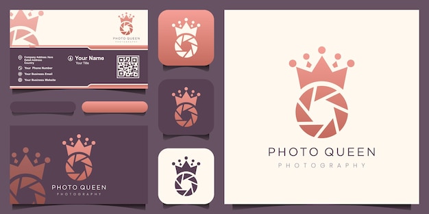 King Crown Queen Shutter Lens Aperture Camera Photography Logo Design Vector