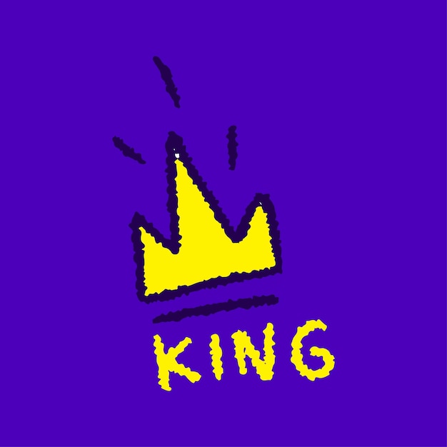 King crown symbol cartoon, illustration for t-shirt, sticker, or apparel.