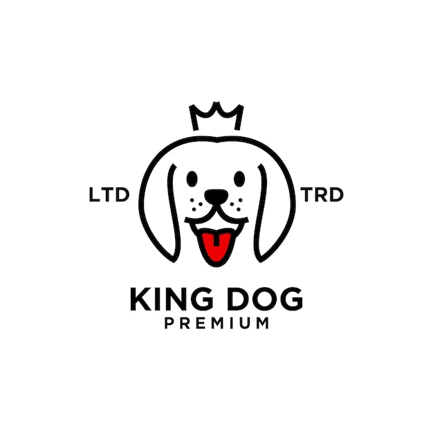 King Dog head line art vector logo design