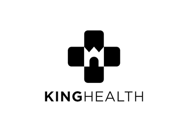 king health logo design plus cross medical and pharmacy symbol vector