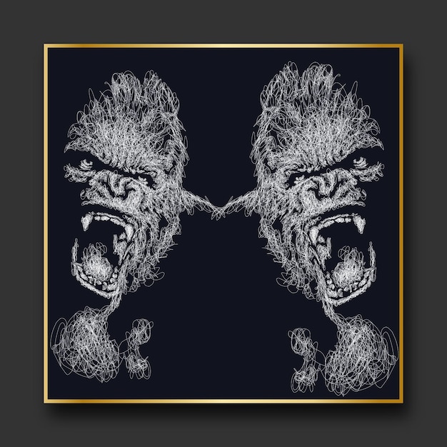 King kong vector sketch illustration scribble art