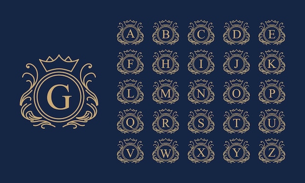 King letter AZ logo set template