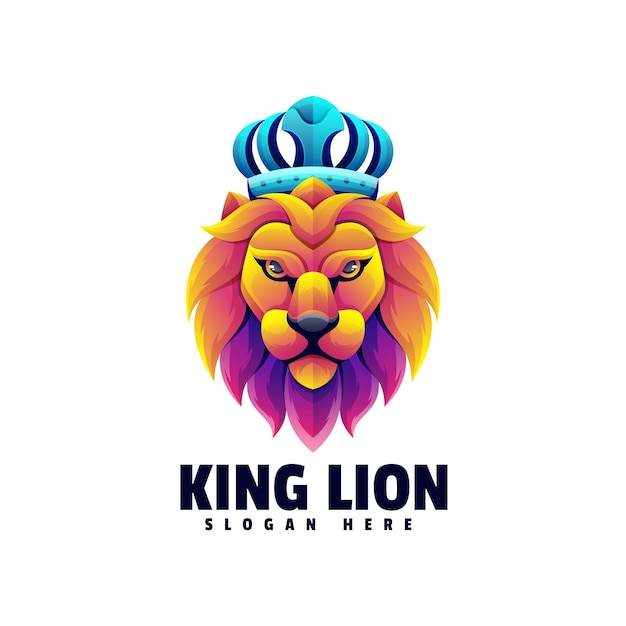 King Lion Illustration Colorful Logo