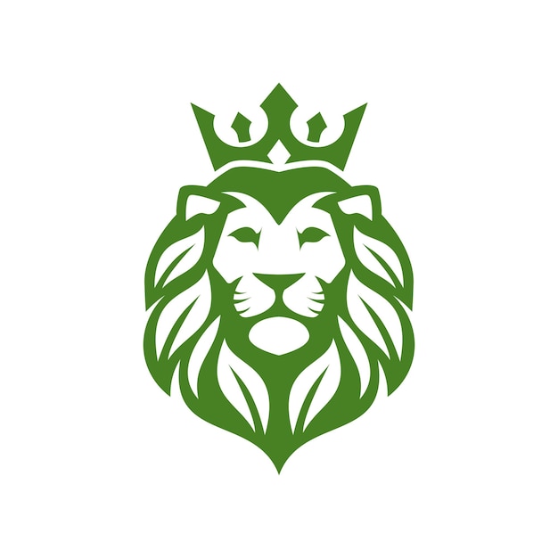 King lion leaf luxury logo icon template