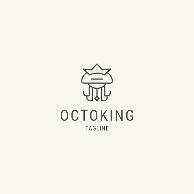 King of octopus logo design with line art concept