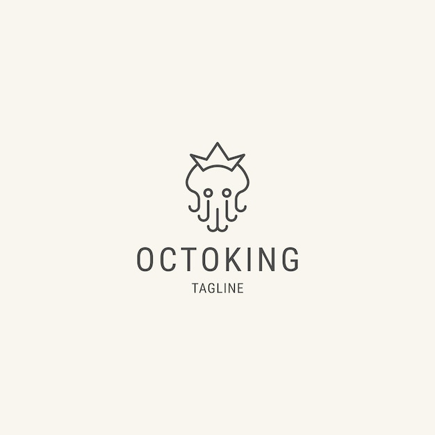 King of octopus logo design with line art concept