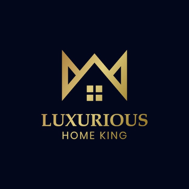 King or queen house with crown Premium Elegant Luxury logo design for real estate building apartment vector symbol icon design