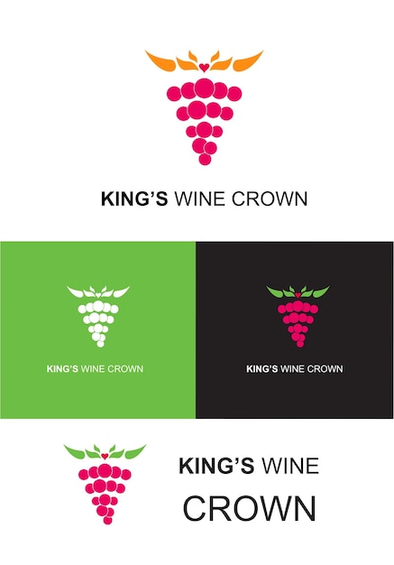 King's wine crown vector illustration logo