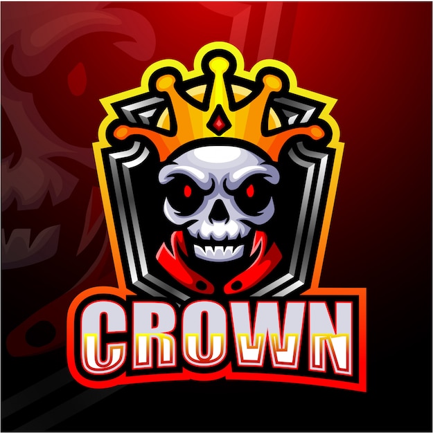 King skull esport mascot illustration