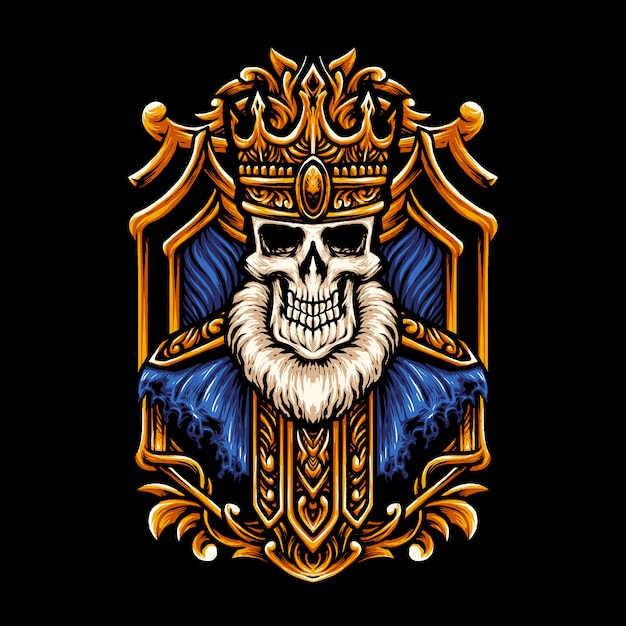 King Skull Head Illustration