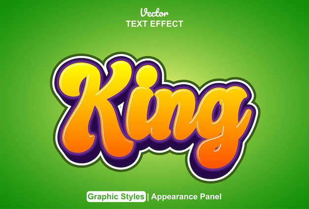 King text effect with graphic style and editable