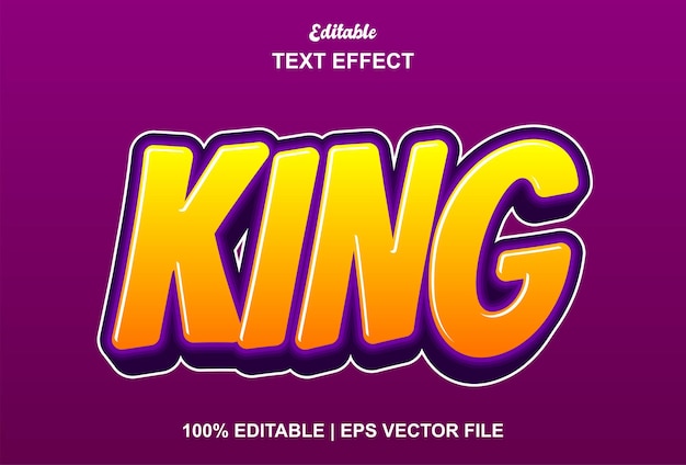 King text effect with orange color 3d style and editable