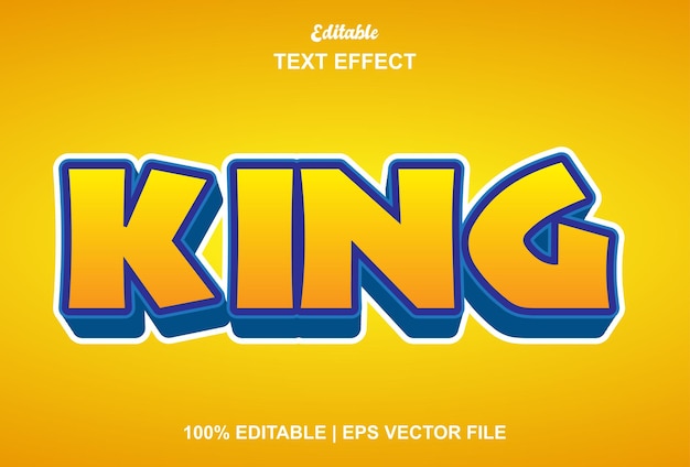 King text effect with yellow color 3d style