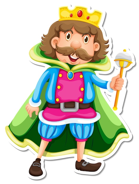 King with green robe cartoon character sticker