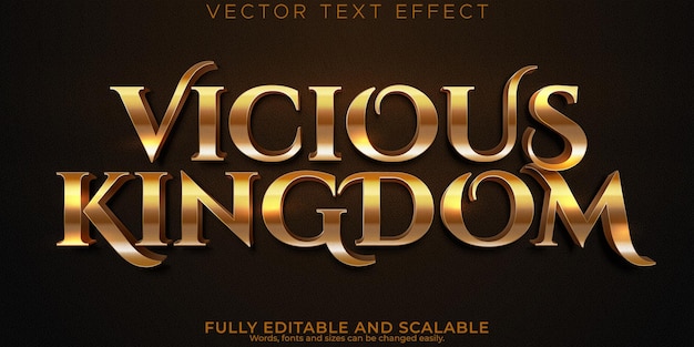 Kingdom metallic text effect editable legend and warrior text style