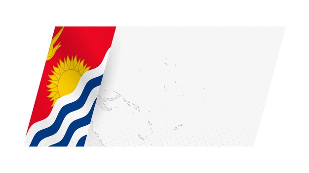 Vector kiribati map in modern style with flag of kiribati on left side