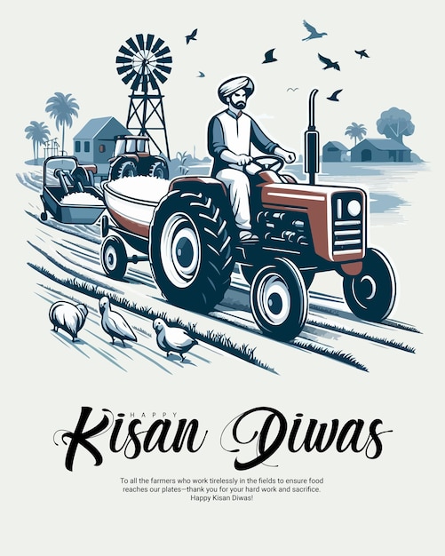 Vector kisan diwas and national farmers day celebration social media post