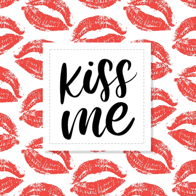 Vector kiss me hand lettering scalable and editable   illustration slogan