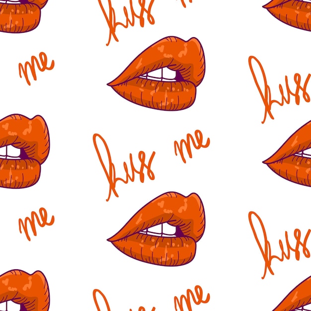 Kiss me lips seamless pattern