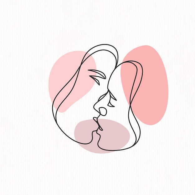 Kissing couple design for valentines day in line art style