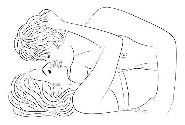 Kissing couple drawing