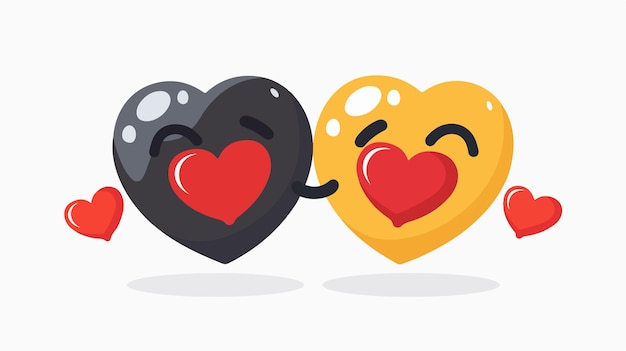 Vector kissing emoji with red heart illustration