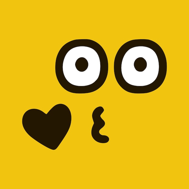 Kissing emoticon in doodle style