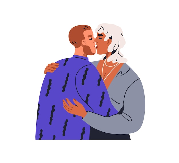 Vector kissing men gay couple homosexual lgbt lovers in intimate romantic relationships male valentines in love passion sexual desire flat graphic vector illustration isolated on white background