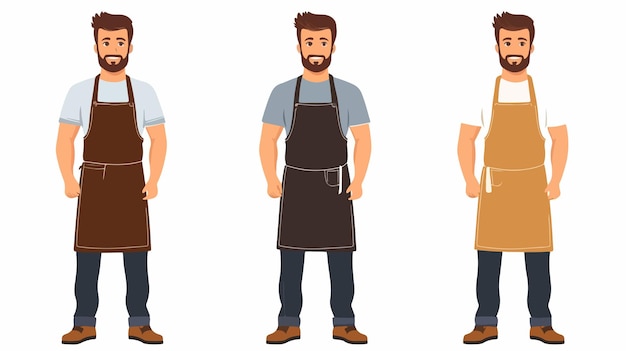 Vector kitchen adult apron man flat vector isolated on white background