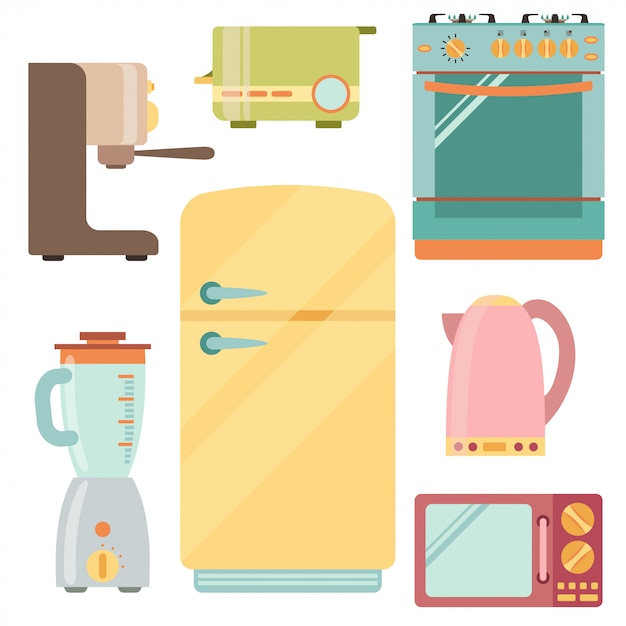 Kitchen appliances icons set